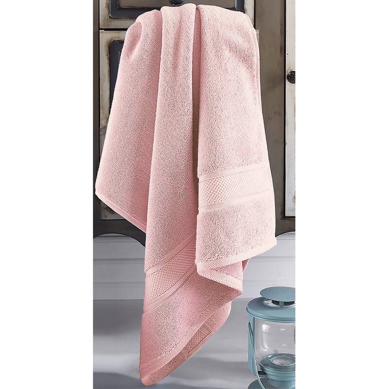 6 Piece Set Pink Cotton Super Soft Lightweight Absorbent Bath Towel
